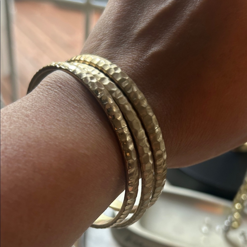 Elegant Gold Hammered Bangle Set